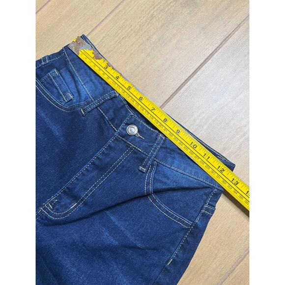 Vintage Look blue high-rise distressed flare Flamingo Distressed Jeans Sz 25x30 - Picture 7 of 12